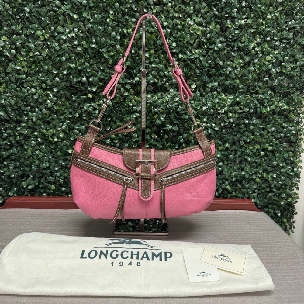 Longchamp Balzane Pink & Brown Shoulder Bag